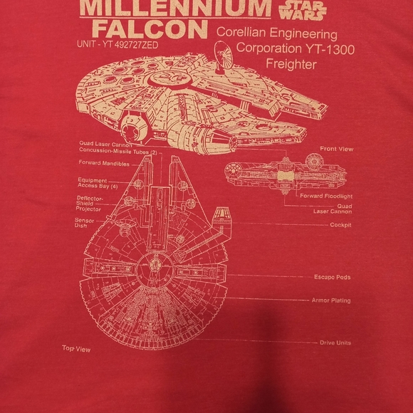 Light Red Millenium Falcón XL T-shirt. NWOT - Picture 5 of 5